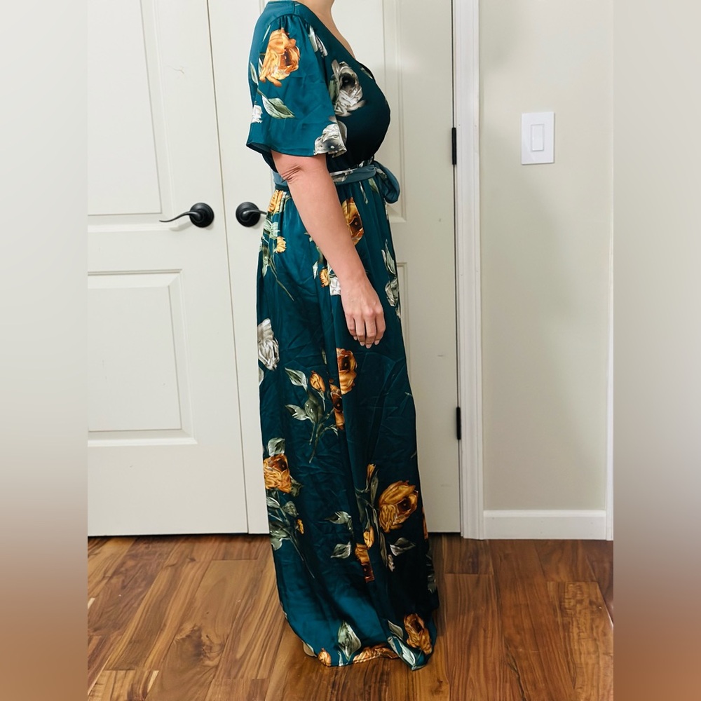 Baltic Born Floral Maxi Dress - Teal and Yellow - Picture 4 of 7